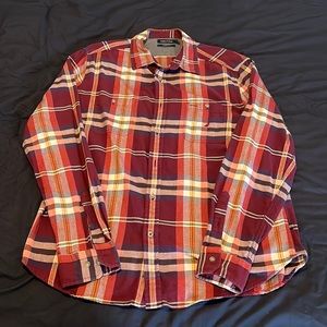 Nautica Button Down Flannel (Classic Fit). Large. Maroon.